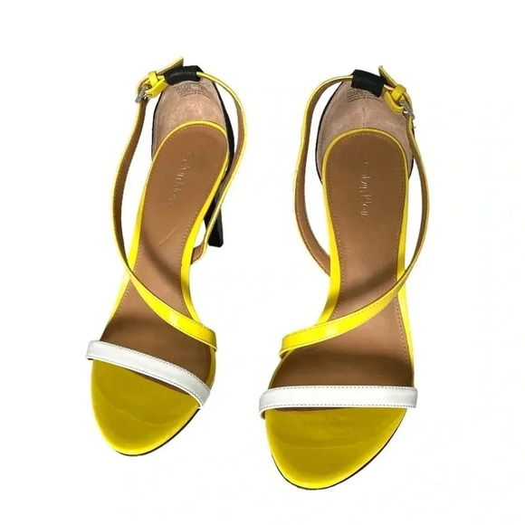 CALVIN KLEIN |Narella Yellow/White/Black Patent & Suede Stiletto Heels Size 7.5M - Picture 7 of 10